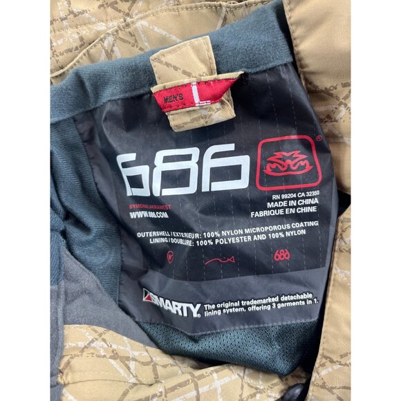 686 Smarty 3-in-1 Ski Snowboard Jacket Men's L Khaki Desert Camo Hooded Zip Up - Picture 4 of 12